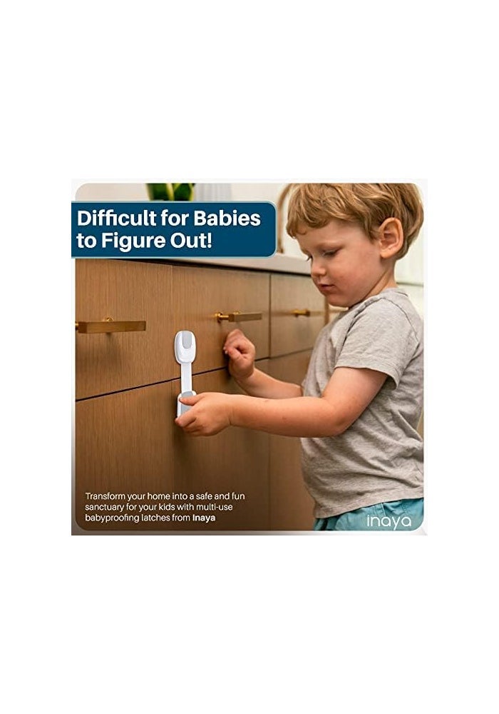 Inaya 5-Pack Child Proof Cabinet Latches - Gray - Image 2